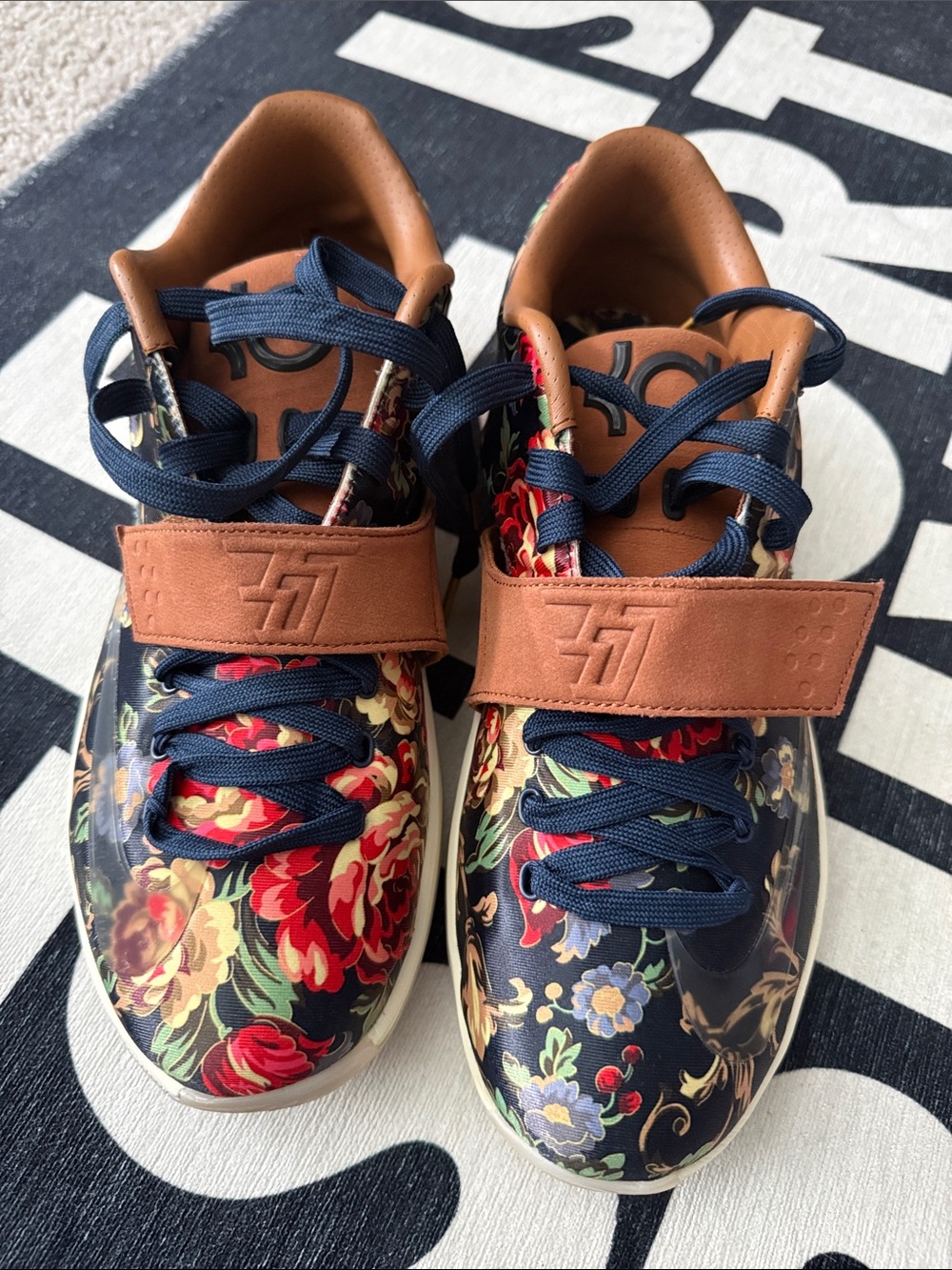 Nike KD 7 EXT Floral Qs- Navy and Tan